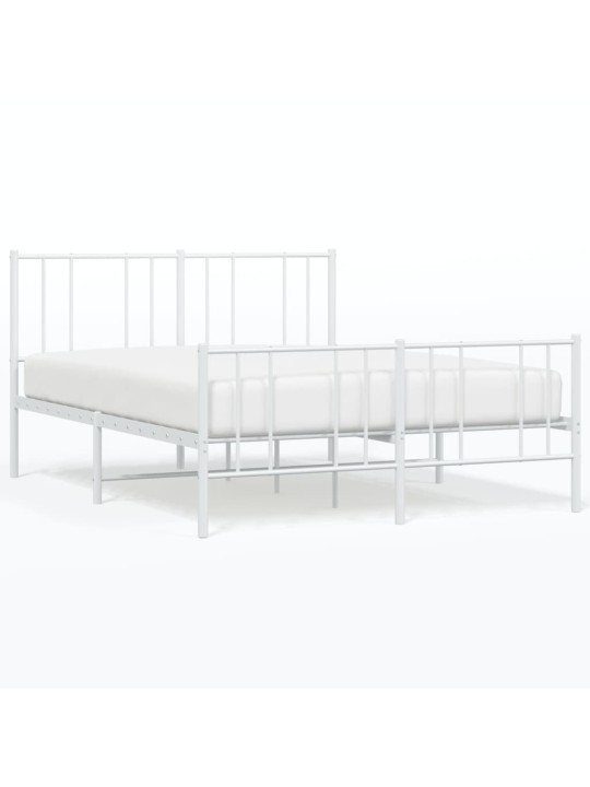 Kovový rám postele s hlavovým a nožním čelem bílý 140 x 200 cm