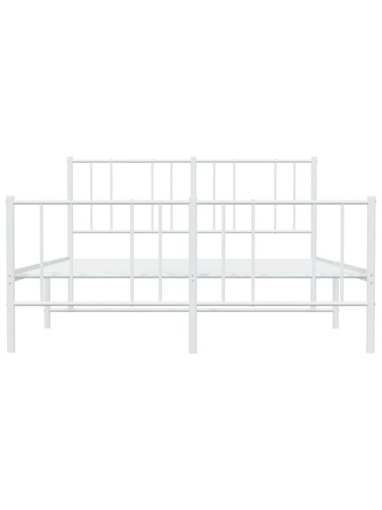 Kovový rám postele s hlavovým a nožním čelem bílý 140 x 200 cm