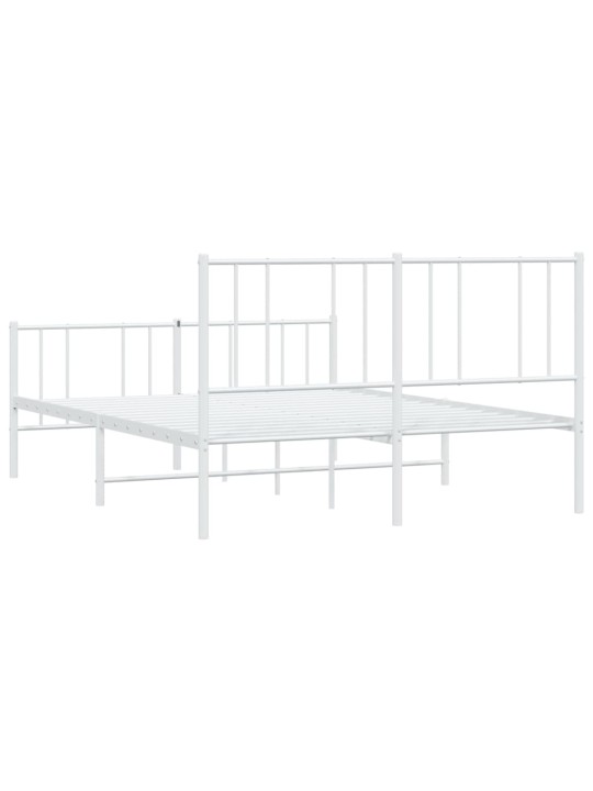 Kovový rám postele s hlavovým a nožním čelem bílý 140 x 200 cm