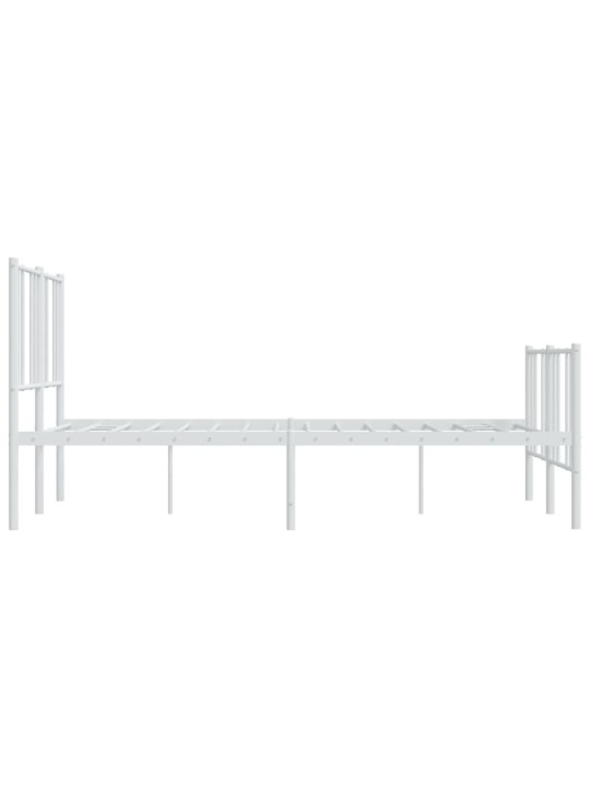 Kovový rám postele s hlavovým a nožním čelem bílý 150 x 200 cm
