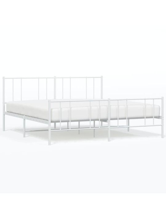 Kovový rám postele s hlavovým a nožním čelem bílý 200 x 200 cm