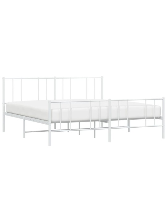 Kovový rám postele s hlavovým a nožním čelem bílý 200 x 200 cm