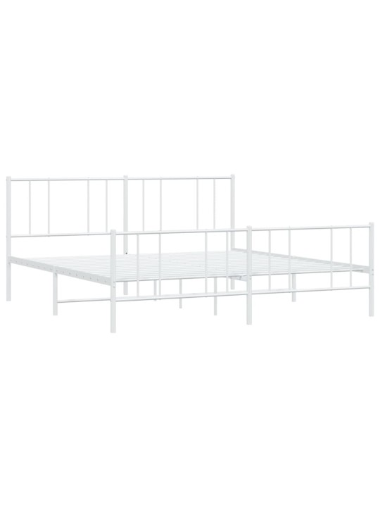 Kovový rám postele s hlavovým a nožním čelem bílý 200 x 200 cm