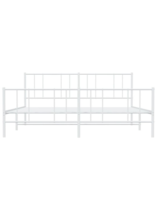 Kovový rám postele s hlavovým a nožním čelem bílý 200 x 200 cm