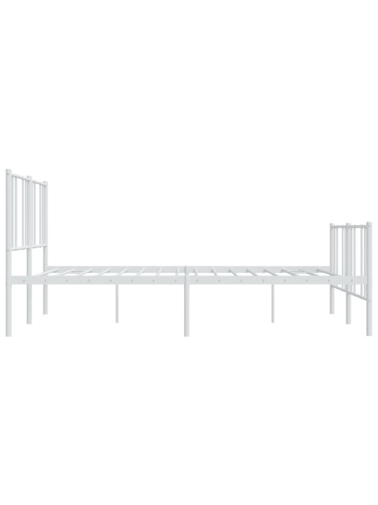Kovový rám postele s hlavovým a nožním čelem bílý 200 x 200 cm
