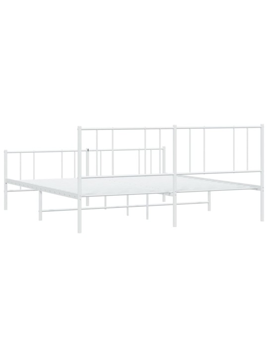 Kovový rám postele s hlavovým a nožním čelem bílý 200 x 200 cm
