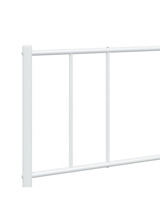 Kovový rám postele s hlavovým a nožním čelem bílý 200 x 200 cm