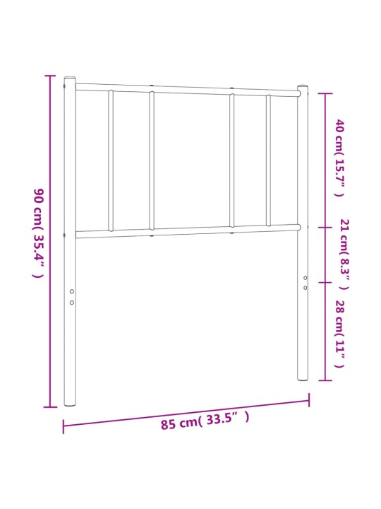 Kovové čelo postele bílé 80 cm