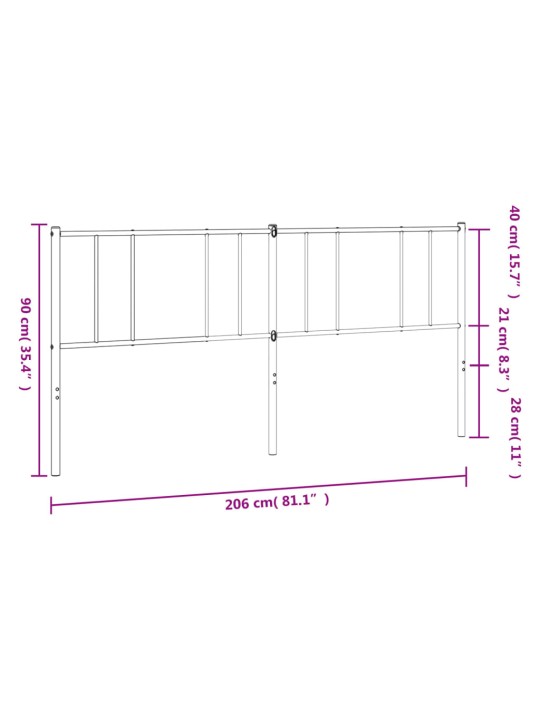 Kovové čelo postele bílé 200 cm