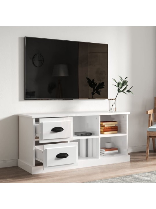 TV skříňka bílá vysoký lesk 102x35,5x47,5 cm kompozitní dřevo