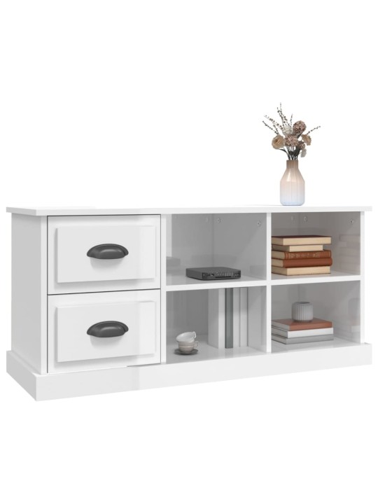 TV skříňka bílá vysoký lesk 102x35,5x47,5 cm kompozitní dřevo