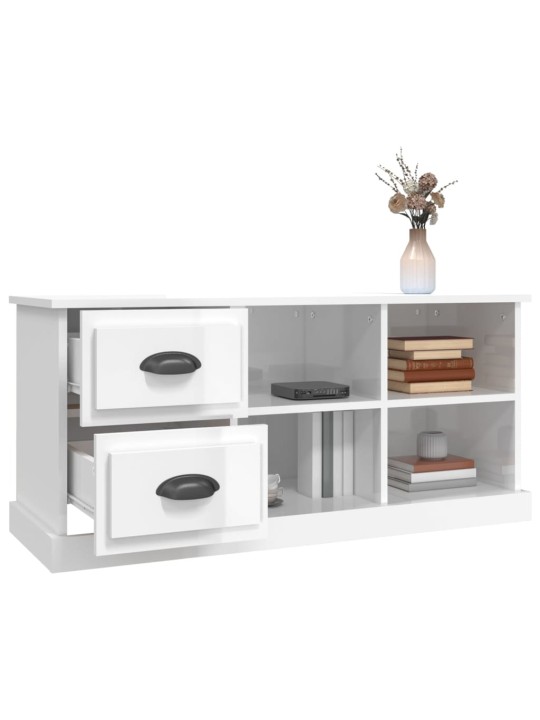 TV skříňka bílá vysoký lesk 102x35,5x47,5 cm kompozitní dřevo