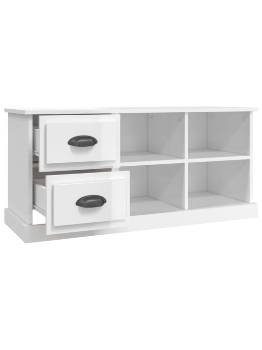 TV skříňka bílá vysoký lesk 102x35,5x47,5 cm kompozitní dřevo