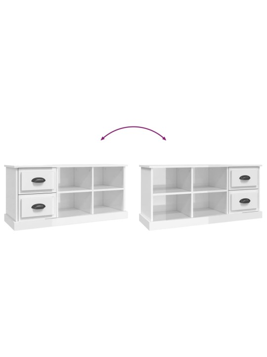 TV skříňka bílá vysoký lesk 102x35,5x47,5 cm kompozitní dřevo