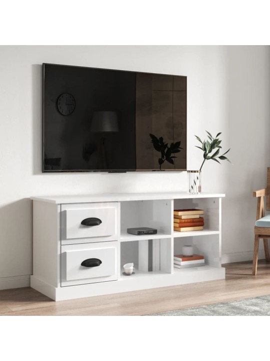 TV skříňka bílá vysoký lesk 102x35,5x47,5 cm kompozitní dřevo