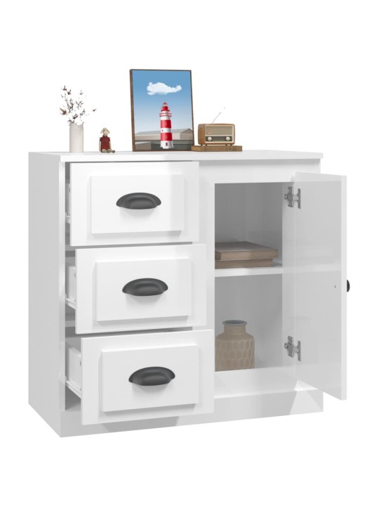 Příborník bílý vysoký lesk 70 x 35,5 x 67,5 cm kompozitní dřevo