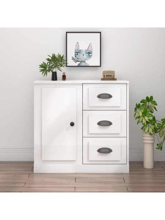 Příborník bílý vysoký lesk 70 x 35,5 x 67,5 cm kompozitní dřevo