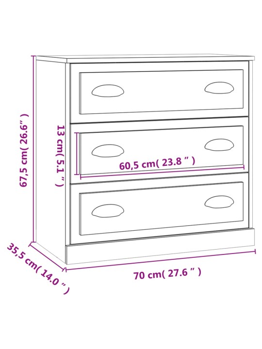 Příborník bílý vysoký lesk 70 x 35,5 x 67,5 cm kompozitní dřevo