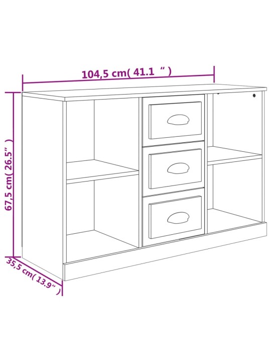 Příborník bílý s vysokým leskem 104,5 x 35,5 x 67,5 cm kompozit