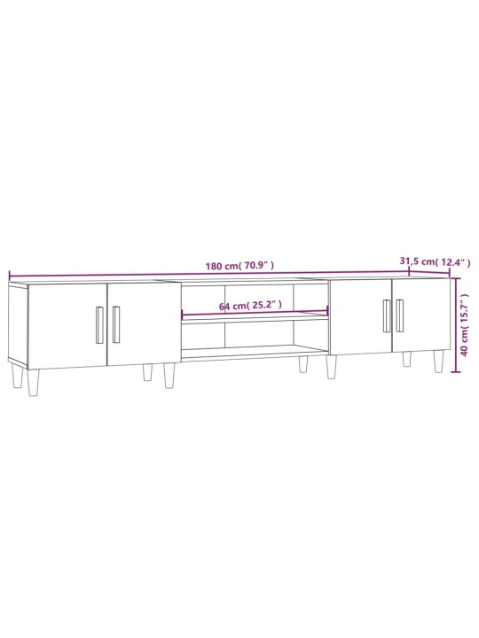 Tv skříňka bílá vysoký lesk 180 x 31,5 x 40 cm kompozitní dřevo