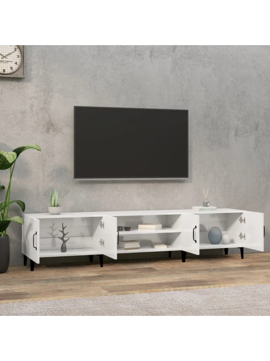 TV skříňka bílá vysoký lesk 180 x 31,5 x 40 cm kompozitní dřevo