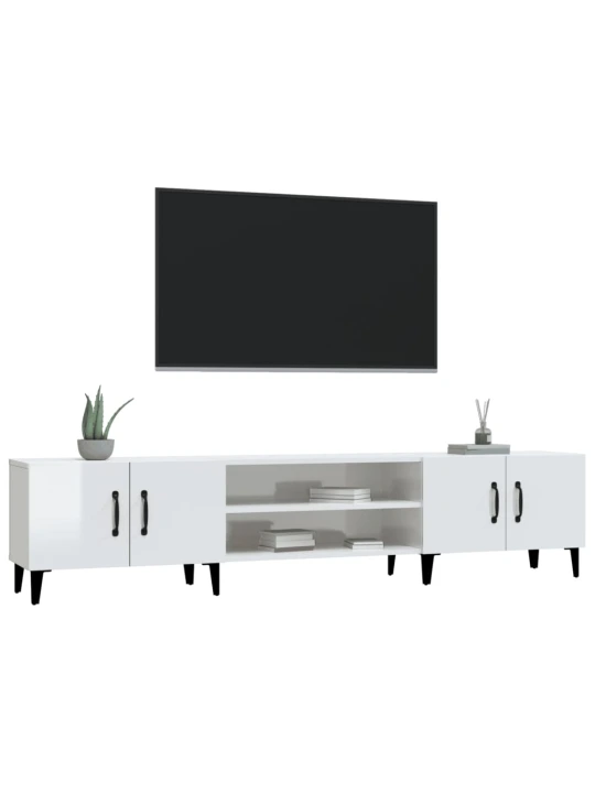 TV skříňka bílá vysoký lesk 180 x 31,5 x 40 cm kompozitní dřevo