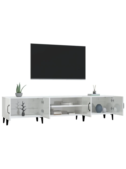 TV skříňka bílá vysoký lesk 180 x 31,5 x 40 cm kompozitní dřevo