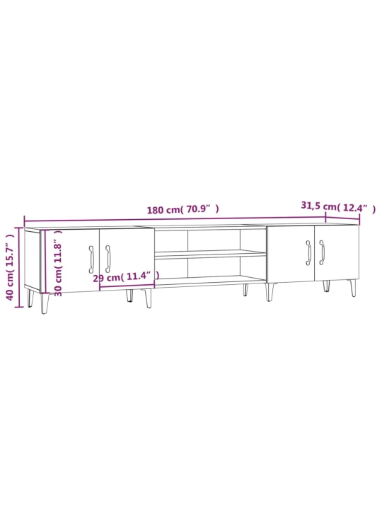 TV skříňka bílá vysoký lesk 180 x 31,5 x 40 cm kompozitní dřevo