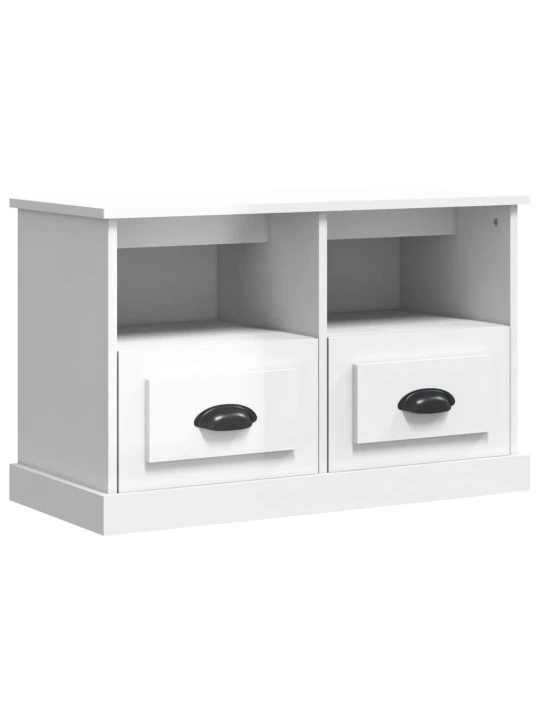 TV skříňka bílá s vysokým leskem 80x35x50 cm kompozitní dřevo