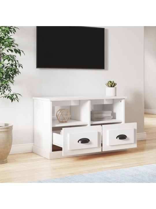 TV skříňka bílá s vysokým leskem 80x35x50 cm kompozitní dřevo