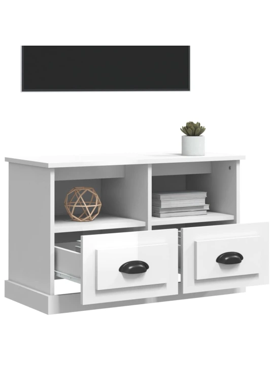 TV skříňka bílá s vysokým leskem 80x35x50 cm kompozitní dřevo