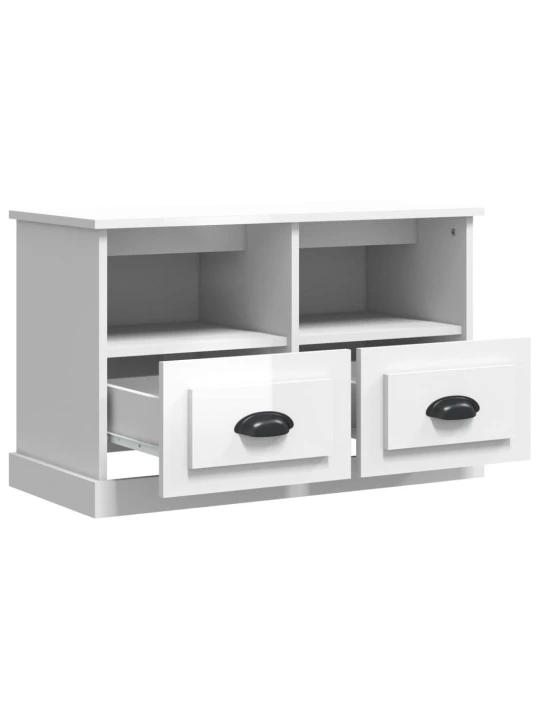 TV skříňka bílá s vysokým leskem 80x35x50 cm kompozitní dřevo