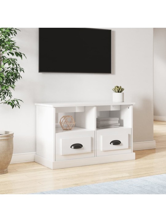 TV skříňka bílá s vysokým leskem 80x35x50 cm kompozitní dřevo