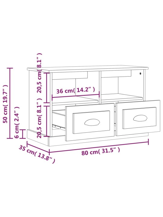 TV skříňka betonově šedá 80 x 35 x 50 cm kompozitní dřevo