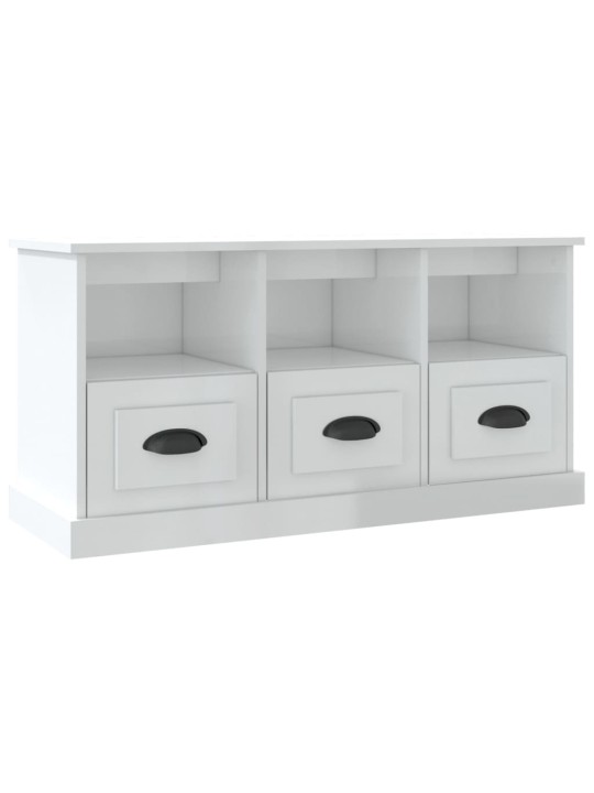 TV skříňka bílá s vysokým leskem 100x35x50 cm kompozitní dřevo