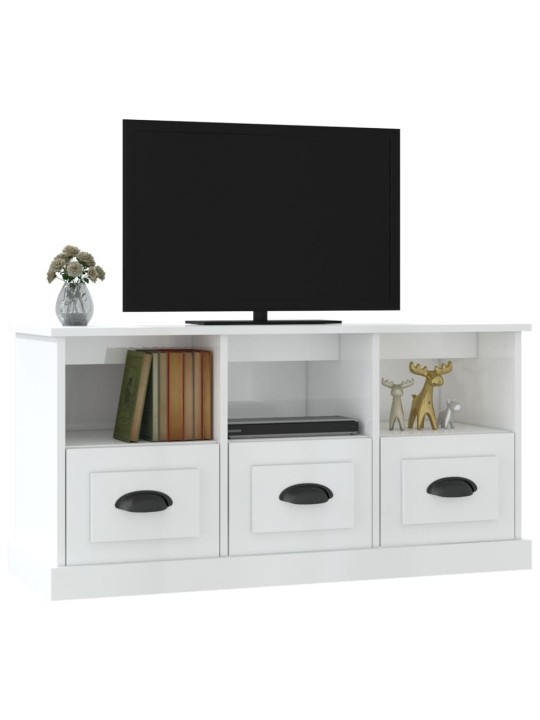 TV skříňka bílá s vysokým leskem 100x35x50 cm kompozitní dřevo
