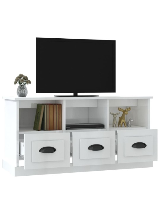 TV skříňka bílá s vysokým leskem 100x35x50 cm kompozitní dřevo