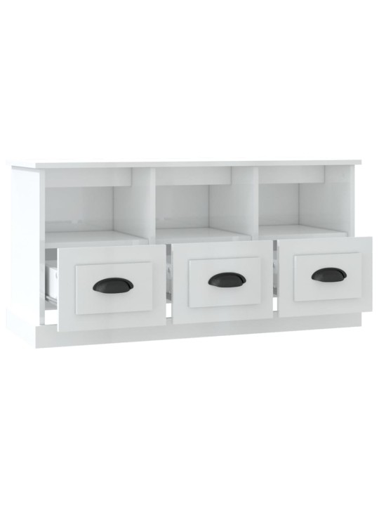 TV skříňka bílá s vysokým leskem 100x35x50 cm kompozitní dřevo