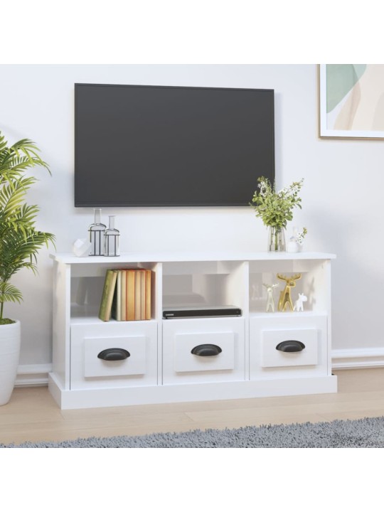 TV skříňka bílá s vysokým leskem 100x35x50 cm kompozitní dřevo
