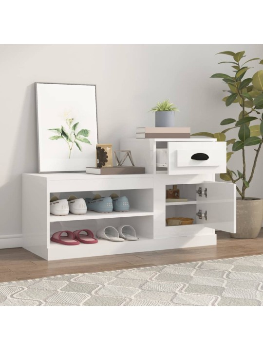 Botník bílý s vysokým leskem 100 x 42 x 60 cm kompozitní dřevo