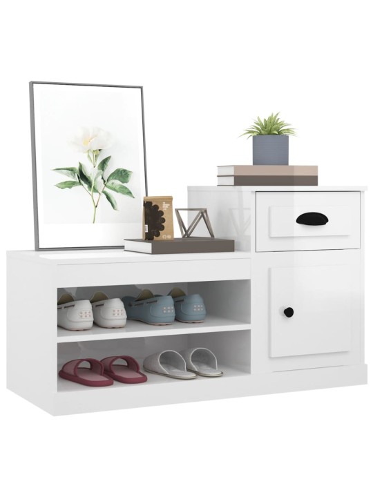 Botník bílý s vysokým leskem 100 x 42 x 60 cm kompozitní dřevo