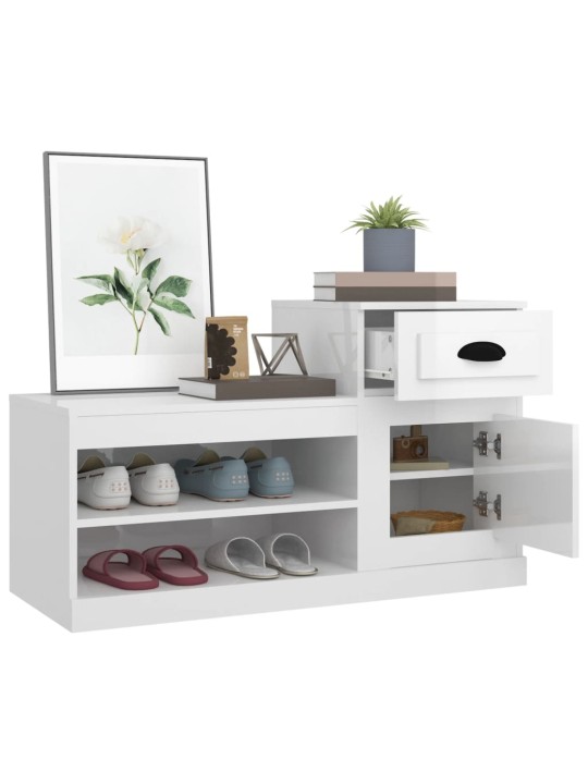 Botník bílý s vysokým leskem 100 x 42 x 60 cm kompozitní dřevo