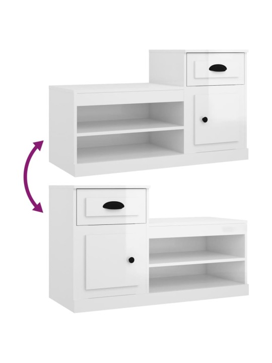 Botník bílý s vysokým leskem 100 x 42 x 60 cm kompozitní dřevo
