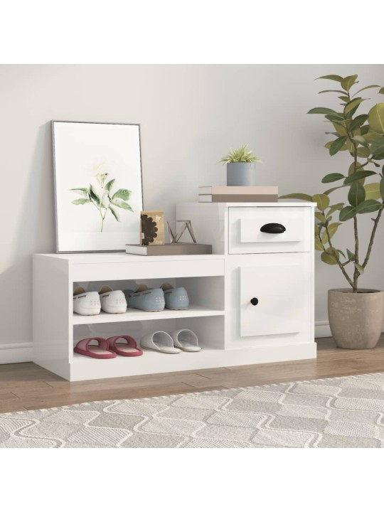Botník bílý s vysokým leskem 100 x 42 x 60 cm kompozitní dřevo