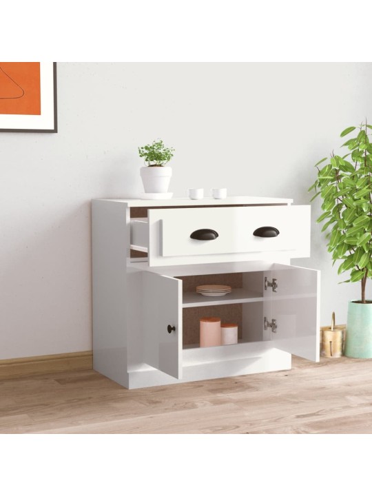Příborník bílý vysoký lesk 70 x 35,5 x 67,5 cm kompozitní dřevo