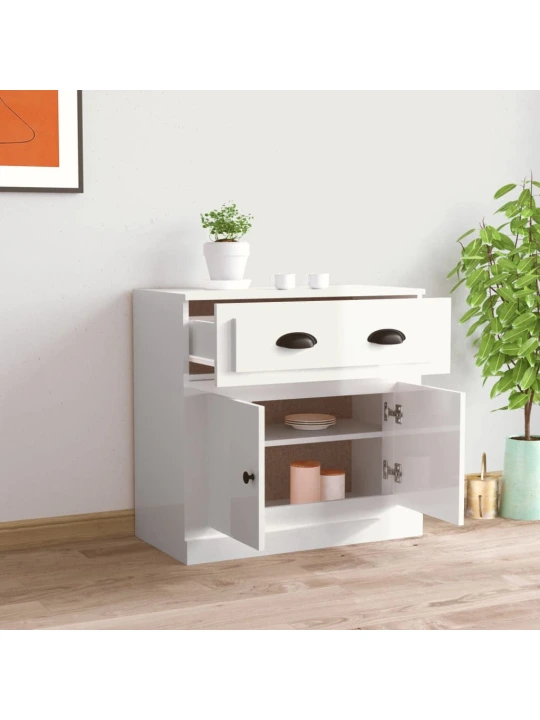 Příborník bílý vysoký lesk 70 x 35,5 x 67,5 cm kompozitní dřevo