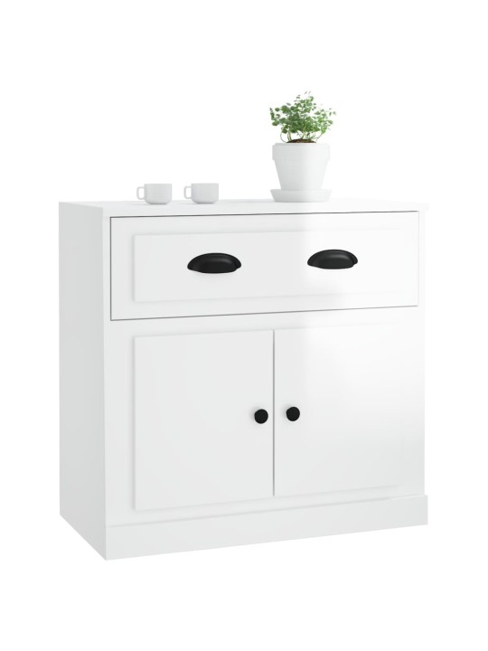 Příborník bílý vysoký lesk 70 x 35,5 x 67,5 cm kompozitní dřevo