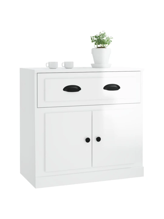 Příborník bílý vysoký lesk 70 x 35,5 x 67,5 cm kompozitní dřevo