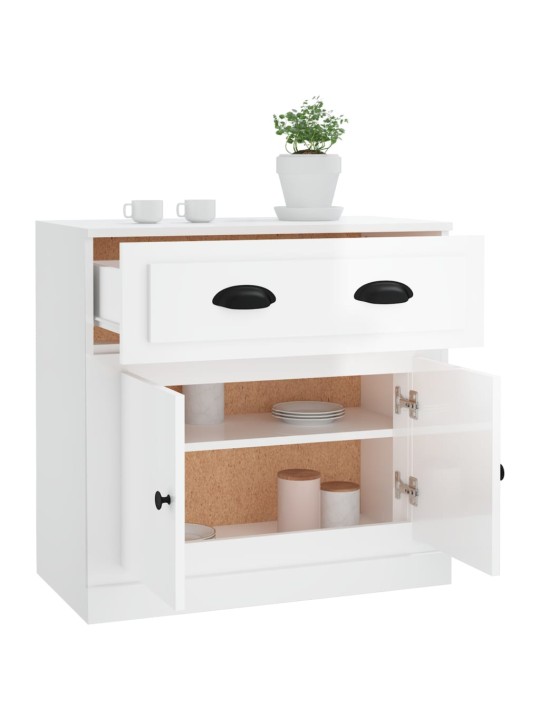 Příborník bílý vysoký lesk 70 x 35,5 x 67,5 cm kompozitní dřevo