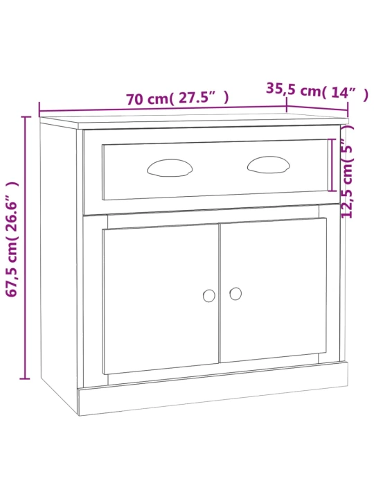 Příborník bílý vysoký lesk 70 x 35,5 x 67,5 cm kompozitní dřevo